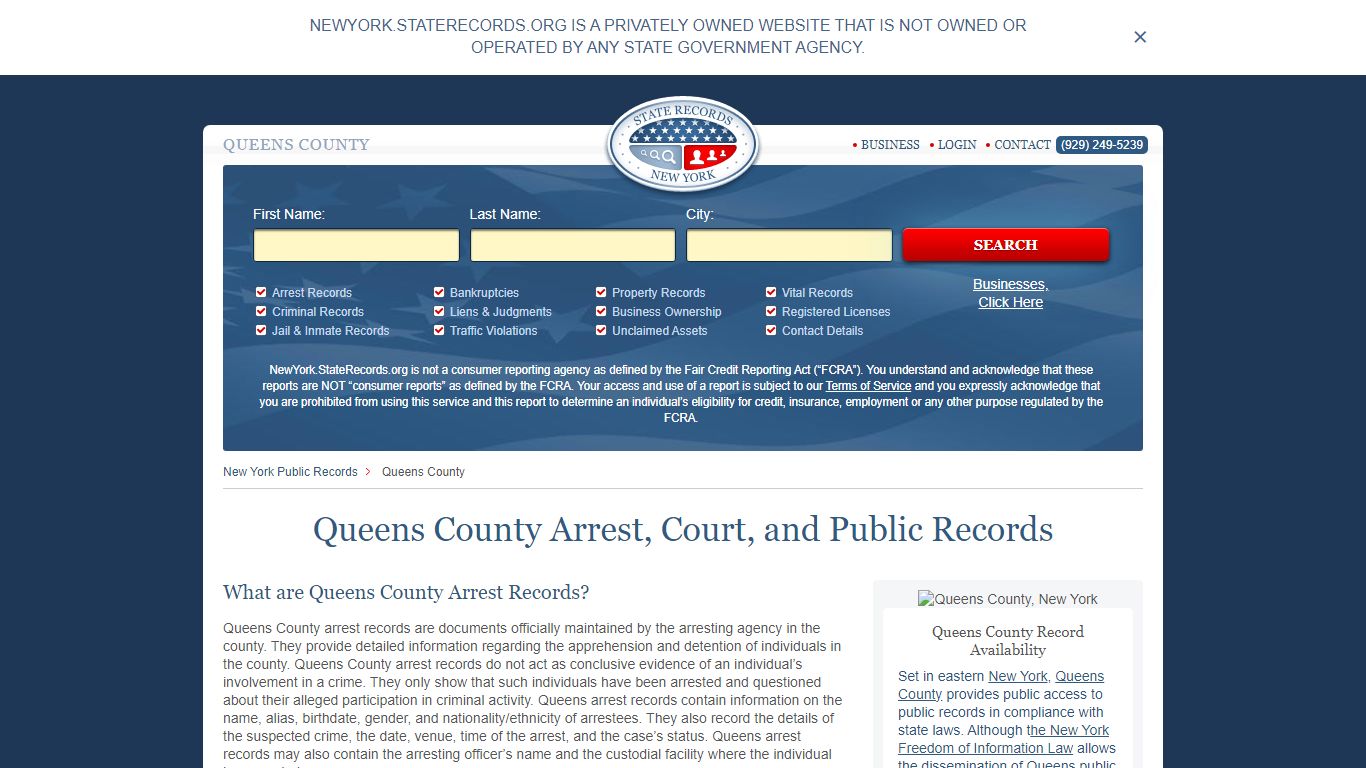 Queens County Arrest, Court, and Public Records